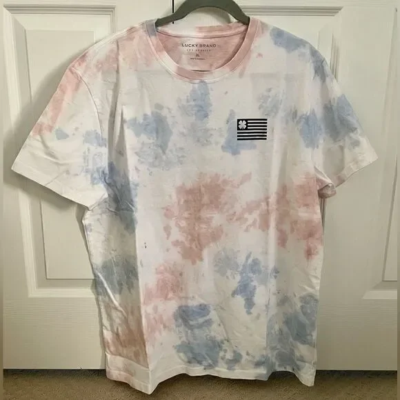 NWT Lucky Brand Flag Tie-Dye Men’s Tee - Picture 1 of 8